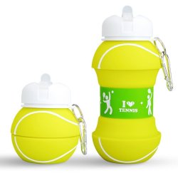 Kids Collapsible Silicone Water Bottle - Tennis Ball