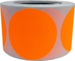 Fluorescent Orange Color Coding Labels Round Circle Dots 3 Inch 500 Total Adhesive Stickers