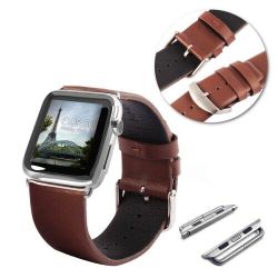 Tuff-Luv Genuine Leather Watchband Strap For Apple Watch 38mm - Brown