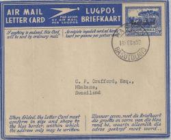 Basutuland 1952 3D Airletter To Swaziland Fine