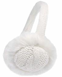 Foldable Earwarmers Warm Fuzzy Faux Fur Lined Foldable Winter Ear Muffs White