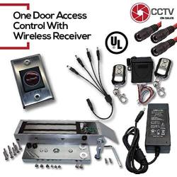 CCTVOnSales Cctvon S One Door Access Control For 300LBS 600LBS & 1200LBS Electromagnetic Lock With Wireless Receiver Two Remotes Non-touch Button & Power Su