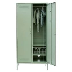 Steel Swing Door Twinny Wardrobe Storage Cabinet - Matcha Green
