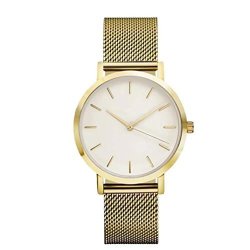 Myrbt Classic Stainless Steel Wrist Watch Analog Quartz Bracelet Casual Watches For Women And Men Gold