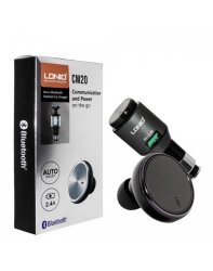 LDNIO 2 In 1 Cm20 Mono Bluetooth Headset Plus Car Charger With Auto On-off Button Multiple Point Connectivity 2.4a Usb Fast Charging