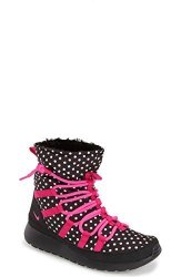 Nike Roshe One Hi Print Black pink Pow-vivid Pink-white 13 Little Kid M