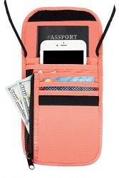 Travelambo Neck Wallet And Passport Holder Travel Wallet With Rfid Blocking For Security Pink