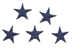 Stars - Navy Blue 5 8" Star 5 Pieces -iron On Embroidered Applique