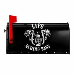 Kpiml Life Behind Bars Motorcycle Biker Pvc Magnetic Mailbox Covers Waterproof Reusable Post Letter Box Cover Standard 21X18 In