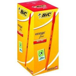 Bic Orange Fine Point Ballpoint Pen Red Box Of 60