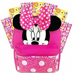 Disney Minnie Mouse Backpack For Girls Toddlers Kids Deluxe 12 Inch Minnie Preschool Toddler Backpack With Ears Bow And Magic Reversible Sequins And
