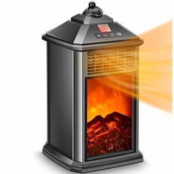 Fireplace Heater - Space Heater For Office Electric Fireplace Heater 800W With Adjustable Thermostat Ceramic Remote Control Tip-over & Overheat Protection Heaters Indoor Portable Electric