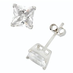 No Brand - 6MM Cubic Zirconia Square Stud Earring