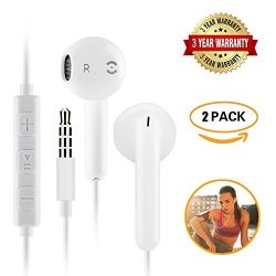 Apple Earphones Ancoki Earbuds Stereo Headphones And Noise Isolating Headset MIC And Remote Control For Iphone Ipod Ipad Samsung Galaxy LG Htc 2 Pack