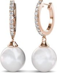 DESTINY Elsie Pearl Earrings With Crystals From Swarovski - Rose Gold