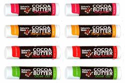 Nature's Bees Cocoa Butter Lip Balms Lip Moisturizer Treatment - Pack Of 8 Original Variety Assortments - Original Olive Oil Mango Butter Shea Butter
