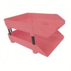 Desk Tray - 2 Trays And 4 Risers Set Pink