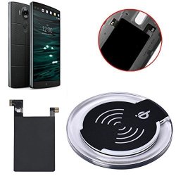 LG V10 Wireless Charger Pad Autumnfall Qi Wireless Charger Charging Pad + Receiver Sticker Support Nfc For LG V10 Black