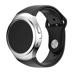 Ecosin Luxury Silicone Round Watch Band Strap For Samsung Galaxy Gear S2 SM-R720 Black