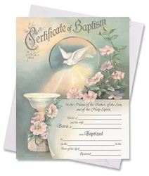 Certificate Of Baptism With Envelope - In The Name Of The Father Of The Son & Of The Holy Spirit