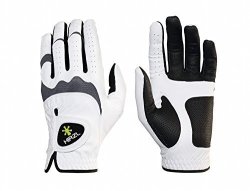 Hirzl Trust Hybrid Golf Gloves Mens Worn On Left Hand Right Handed Golfer Super-strong Kangaroo Leather White black Cadet Medium Large Ultra Grip Mitt