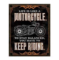 Life Is Like A Motorcycle-keep Riding"- Funny Wall Print. 8 X10"- Inspiring Wall Decor-ready To Frame. Retro Home-office Decor. Great For Man Cave-bar-garage. Great