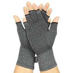 VIVE Arthritis Gloves With Grips - Textured Fingerless Compression - Men & Women Open Finger Hand Gloves For Rheumatoid And Osteoarthritis - Arthritic Joint