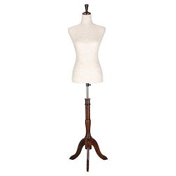 Bonnlo Upgraded Female Dress Form Mannequin Torse Body With Adjustable Rubber Wood Stand For Dress Jewelry Display 2-4
