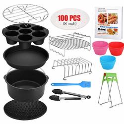 Air Fryer Accessories 16 Pcs With Recipe Cookbook And Magnetic Cheat Sheet For Gowise Ninja Cosori Cozyna Philips 4.2QT - 5.8QT Deep Fryer Dishwasher