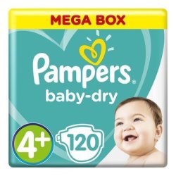 Pampers Baby-dry Size 4+ Mega Box 120 Nappies