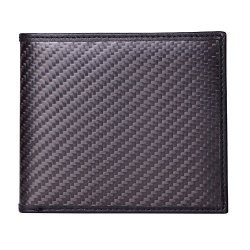 Boshiho Mens Carbon Fiber Wallet Rfid Blocking Leather Trim With Flip Up Id Window Gift Box
