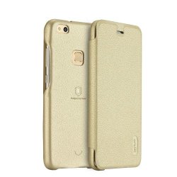 Lenuo Huawei P10 Lite Pu+pc Litchi Texture Horizontal Flip Leather Case With Card Slots Gold