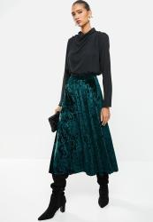 Pull On A-line Midi Skirt - Pacific Green