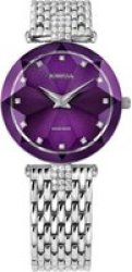 Facet Strass Swiss Ladies Watch - Silver & Purple