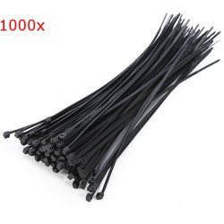 1000pcs 2.0x100mm Black White Nylon Cable Ties Zip Ties