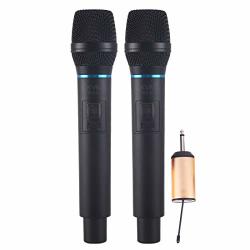 Lihuoxiu Live Equipments Kvm KV-28 1-TO-2 Handheld Uhf vhf Wireless Microphones With Receiver Black Color : Black