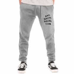 Anti Social Club Men's Breathable Causual Soft Long Sweatpants Workout Pants Gray