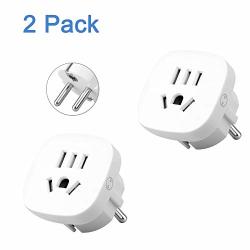 Us To European Power Adaper Plug Wonplug Schuko Travel Adapter For Germany France Europe Russia South Korea Type E f 2PACK Grounded - White Color