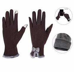 Driving Touchscreen Gloves Women Wool Cycling Gloves Polar Fleece Thermal Glove Liner Windproof Stretchy Texting Gloves Lightweight Running Gloves 3 Fingers Dual-layer Bike Gloves