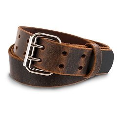 Hanks Legendary - Men's Double Prong Leather Belt - Heavy Duty Belts - Usa Made - 100 Year Warranty - Crazy Horse - Size 46