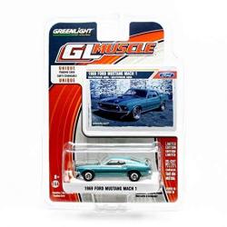 1969 Ford Mustang Mach 1 Gulfstream Aqua Gl Muscle Series 15 Greenlight Collectibles 2016 Limited Edition 1:64 Scale Die-cast Vehicle & Collecto