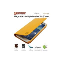 Promate TAMA-S4 Elegant Book-style Leather Flip Cover For Samsung Galaxy S4-ORANGEBLUE Retail Box 1 Year Warranty
