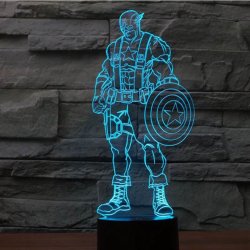3d Captain America Led Night Light 7colors Changing Mood Lights Cool Decoration Illusion Lamp Gift