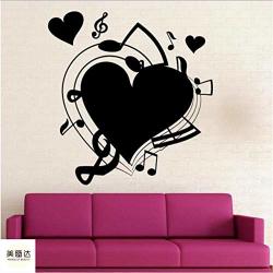 Iofjs Wall Sticker Musical Love Wall Decal Kids Art Removable Diy Mural For Living Room Tv Background Decoration 57X54CM