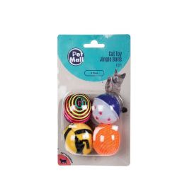 Cat Toy - Jingle Balls - Assorted Colours - 4CM - 4 Pieces - 5 Pack