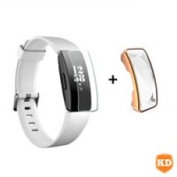 Generic Fitbit Inspire hr Tpu Silicone Protective Case Rose Gold - With Glass Screen Protector