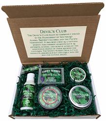 Lavender Devil's Club Salve Gift Box Snowy Summit Natural Pain Relief Lotion Candle Soap Lip Balm Sampler Alaska Devil's Club