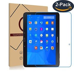 For Samsung Galaxy Tab 4 10.1 T530 T531 T535 Tempered Glass Premium Screen Protector Guard 9H HD Anti Fingerprint And Scratch 99% Light Transmission Perfect Touch 2-PACK