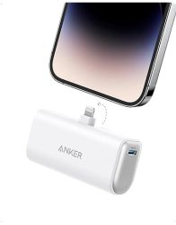 ANKER Nano Portable Charger For Iphone With Built-in Mfi Certified Lightning Connector Power Bank 5 000MAH 12W Compatible With Iphone 14 14 Pro 14 Plus Iphone 13 And 12 Series White