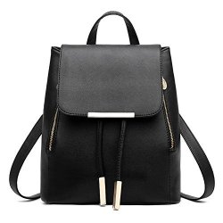 Z-joyee Casual Purse Fashion School Leather Backpack Shoulder Bag MINI Backpack For Women & Girls Black
